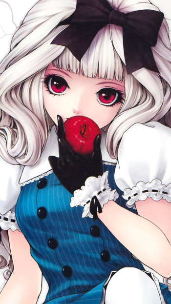 bow (Clothing) white hair apple Anime girl anime girl Phone Wallpaper