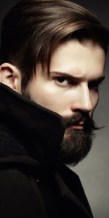 brown eyes beard man model Phone Wallpaper