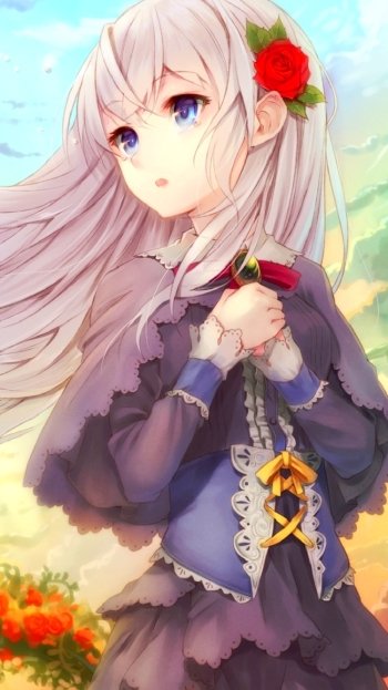 blue eyes white hair sad Anime girl anime girl sad anime Phone Wallpaper