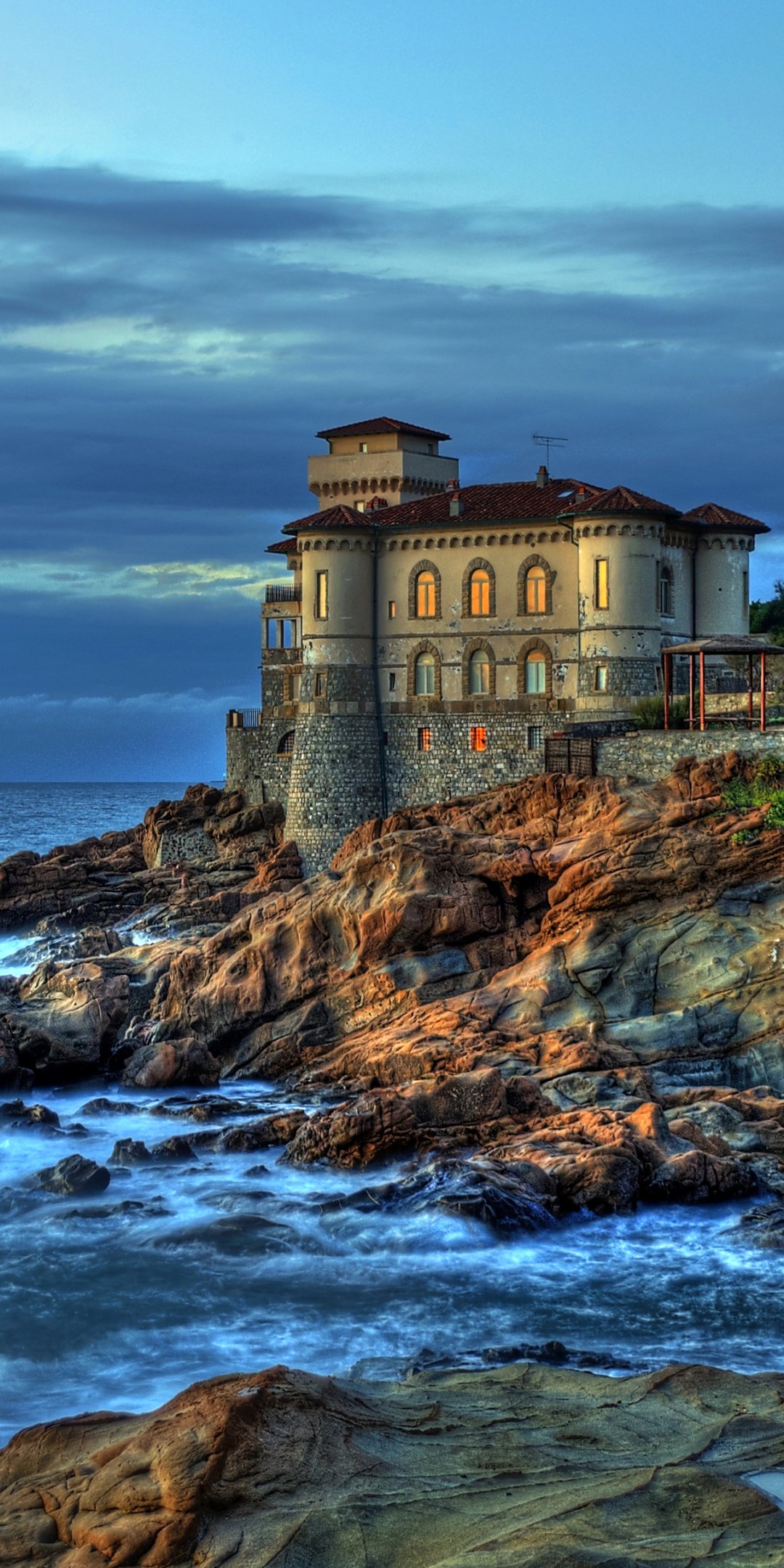 Download HDR Sea Ocean Coastline Coast Italy Man Made Castle Phone Wallpaper
