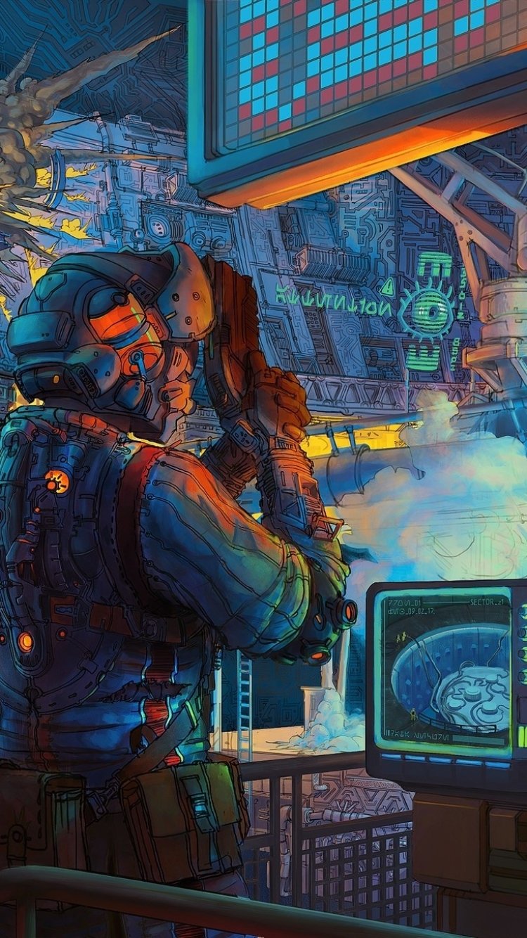 Download Cyberpunk Futuristic Weapon Sci Fi Warrior Phone Wallpaper