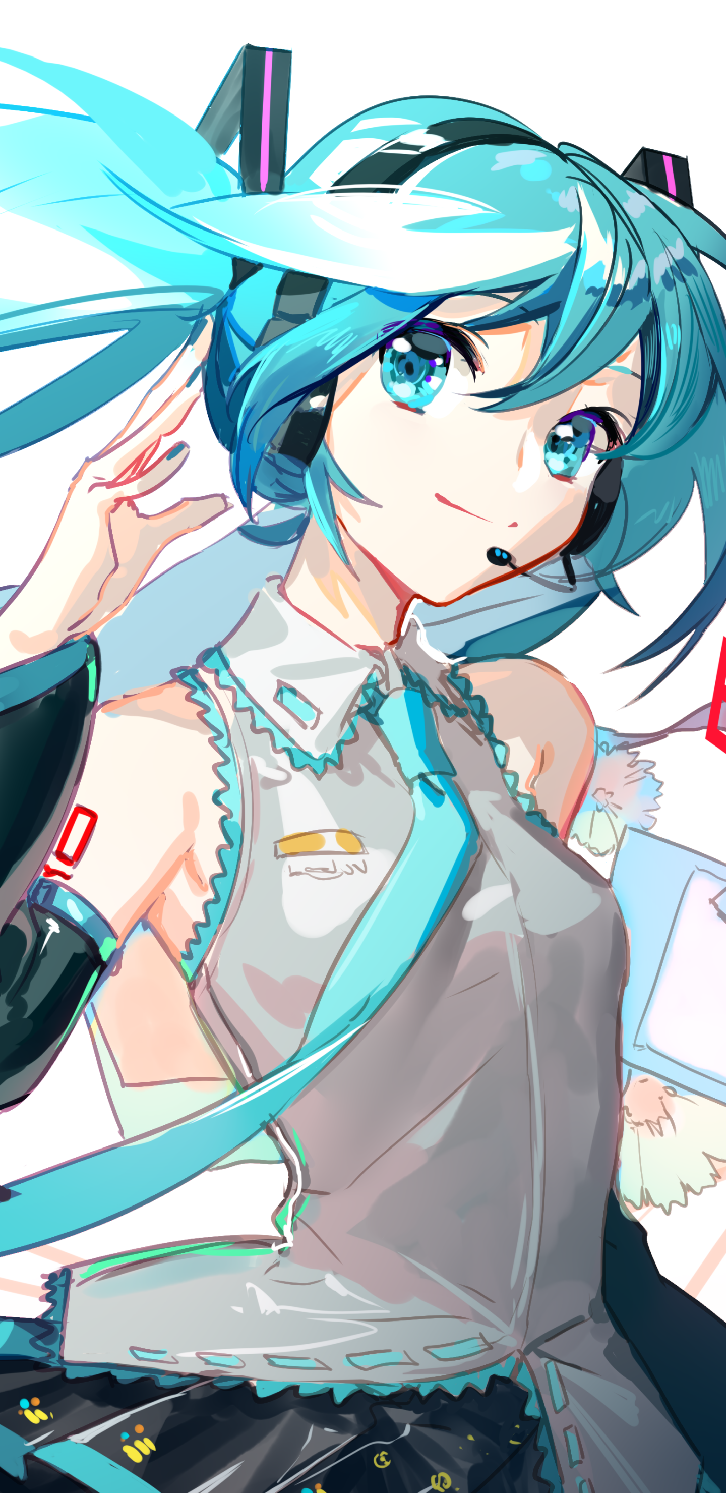 Bright and colorful Hatsune Miku anime wallpaper featuring the iconic Vocaloid singer, designed for vibrant display on iPhone and Android screens.