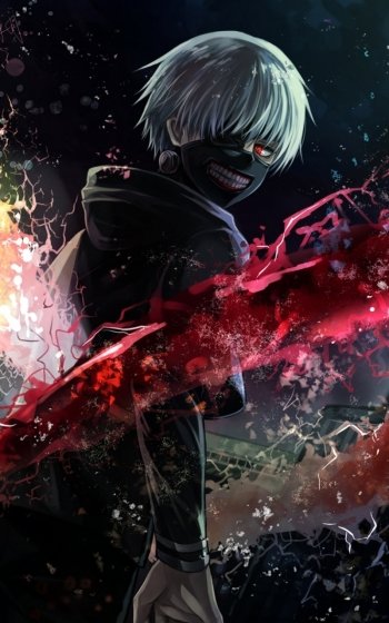 white hair mask Ken Kaneki Anime Tokyo Ghoul Phone Wallpaper