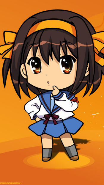 chibi Haruhi Suzumiya Anime The Melancholy of Haruhi Suzumiya Phone Wallpaper