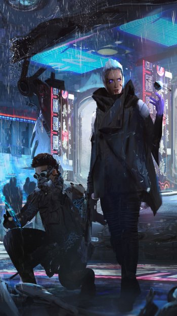 neon rain Sci Fi cyberpunk Phone Wallpaper