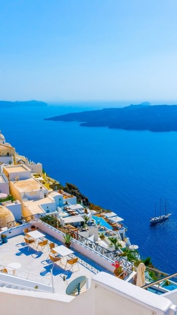 horizon house Greece man made Santorini Phone Wallpaper