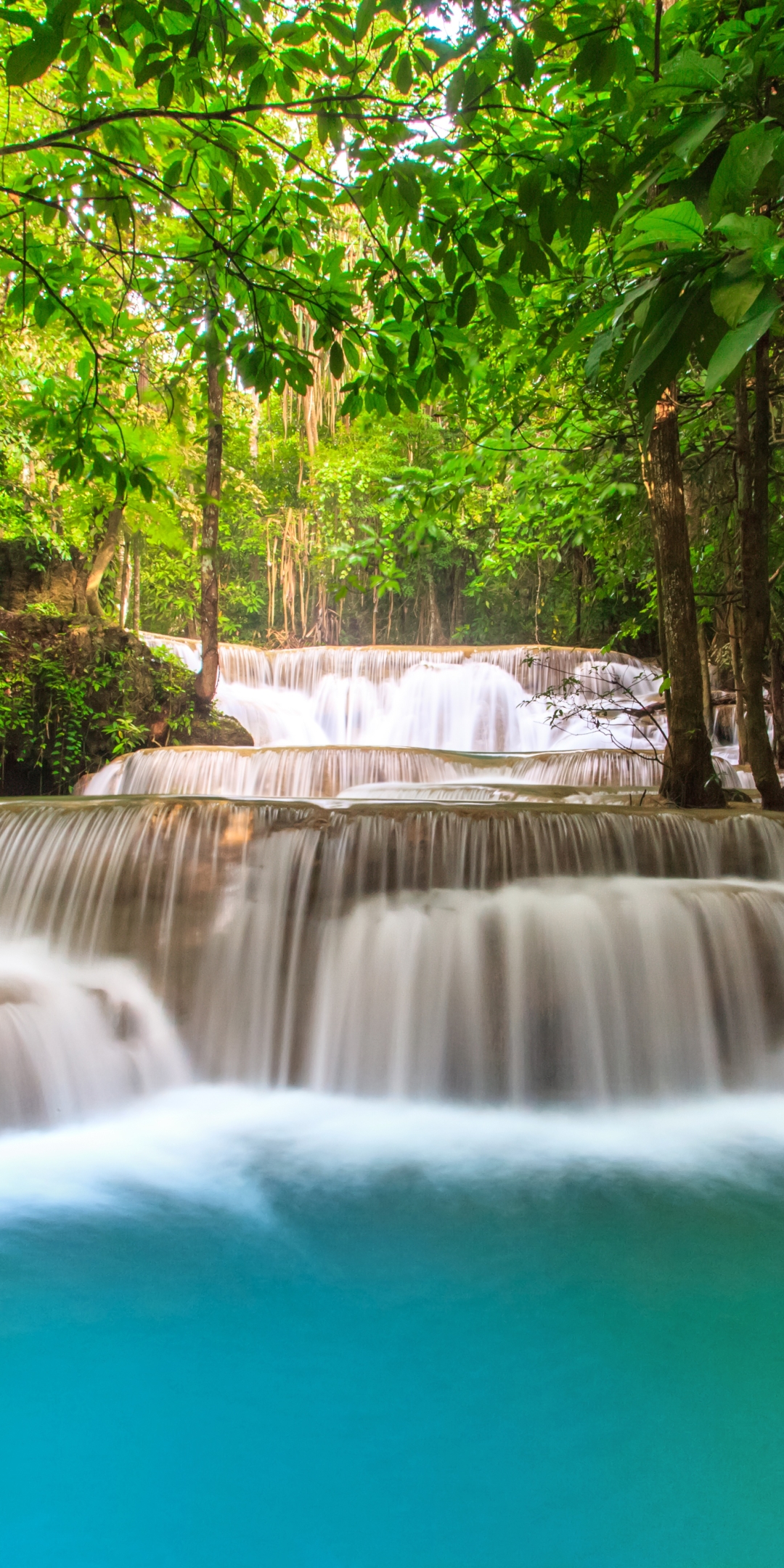 Download Greenery River Nature Waterfall Phone Wallpaper - Mobile Abyss