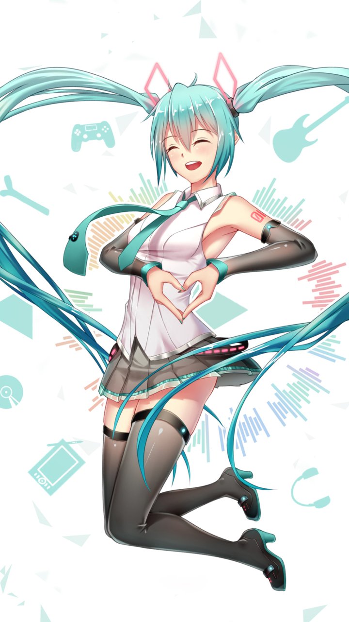 Download Thigh Highs Hatsune Miku Anime Vocaloid Phone Wallpaper