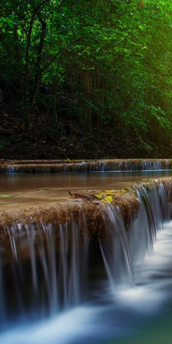 greenery river nature waterfall Phone Wallpaper