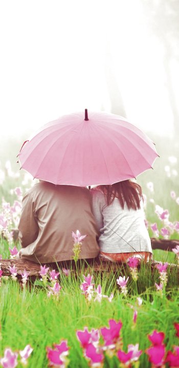 umbrella couple flower photography love Phone Wallpaper