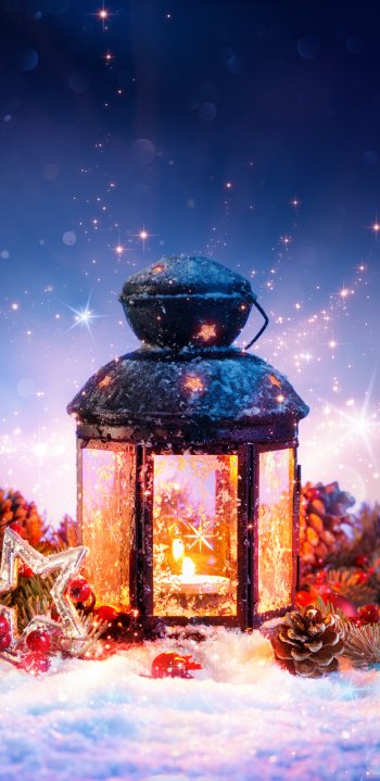 star pine cone lantern holiday Christmas Phone Wallpaper