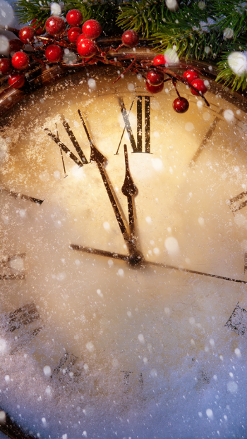 New Year clock holiday Christmas Phone Wallpaper