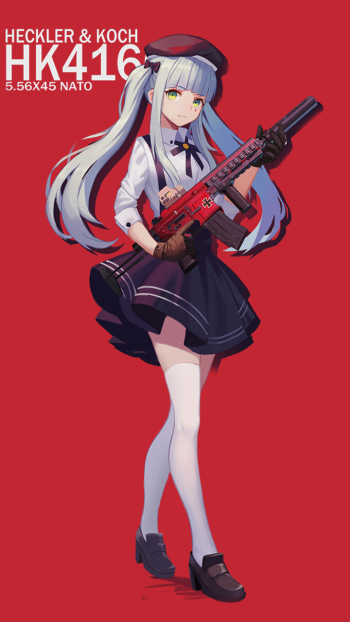 HK416 (Girls Frontline) gun video game Girls Frontline Phone Wallpaper