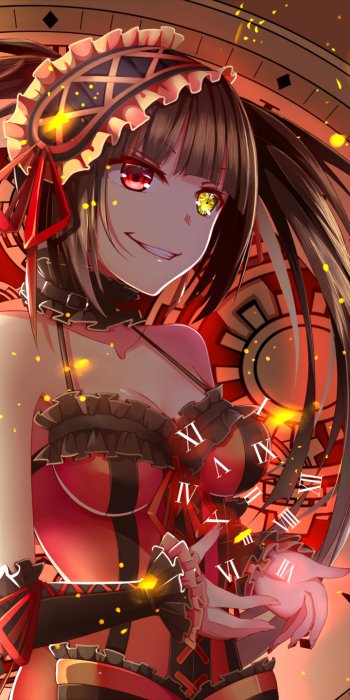 heterochromia Kurumi Tokisaki Anime Date A Live Phone Wallpaper