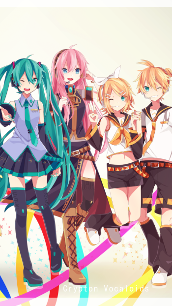 Len Kagamine Rin Kagamine Luka Megurine Hatsune Miku Anime Vocaloid Phone Wallpaper