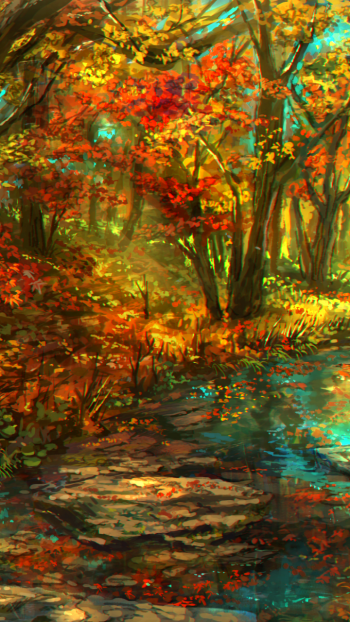 fall nature Anime forest anime forest autumn anime Phone Wallpaper
