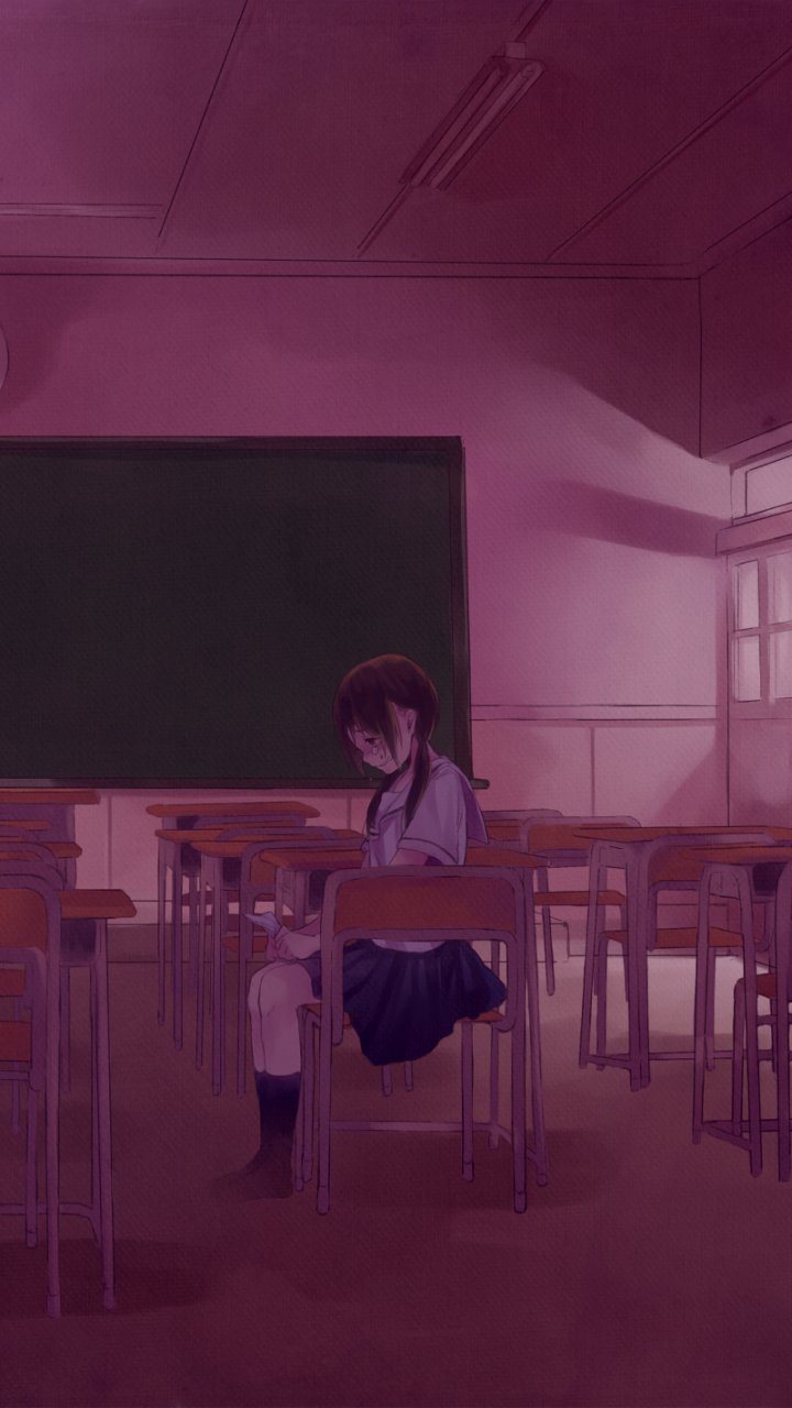 Download School Uniform School Anime Classroom Phone Wallpaper