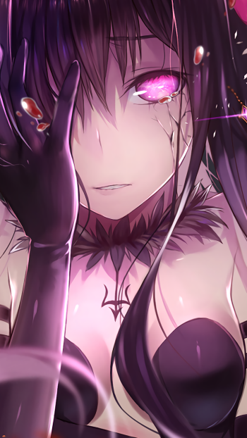 tears Homura Akuma crying Homura Akemi glowing eyes Anime Puella Magi Madoka Magica Phone Wallpaper