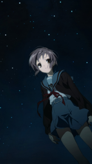 Yuki Nagato Anime The Melancholy of Haruhi Suzumiya Phone Wallpaper