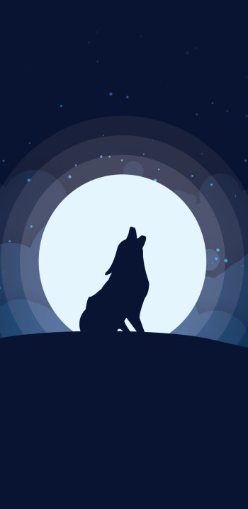 howling moon night Animal wolf Phone Wallpaper