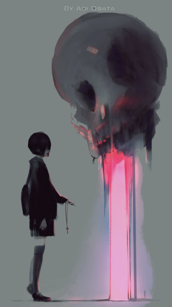 dark skull Anime Original dark anime Phone Wallpaper