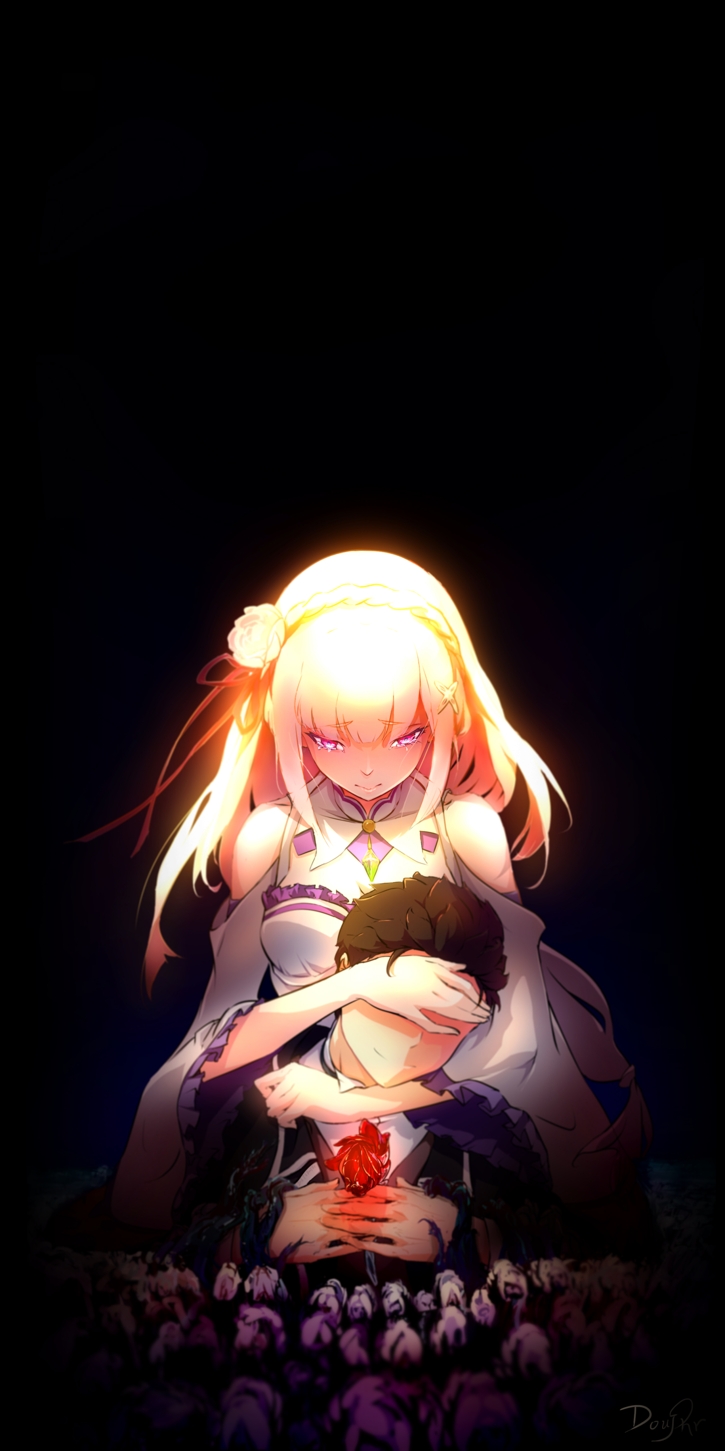 Download Subaru Natsuki Emilia (Re:ZERO) Anime Re:Zero - Starting Life In Another World Phone Wallpaper