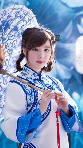 model asian Taiwanese umbrella woman Yu Chen Zheng Phone Wallpaper