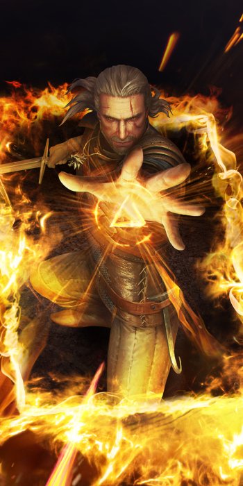 The Witcher The Witcher 3: Wild Hunt Geralt of Rivia Gwent fire video game Gwent: The Witcher Card Game Phone Wallpaper