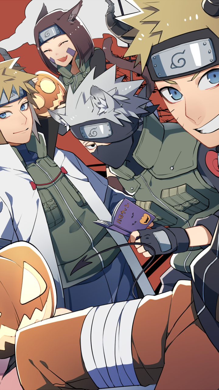 Download Pumpkin Halloween Rin Nohara Kakashi Hatake Minato Namikaze Naruto Uzumaki Anime Naruto Anime Halloween Phone Wallpaper
