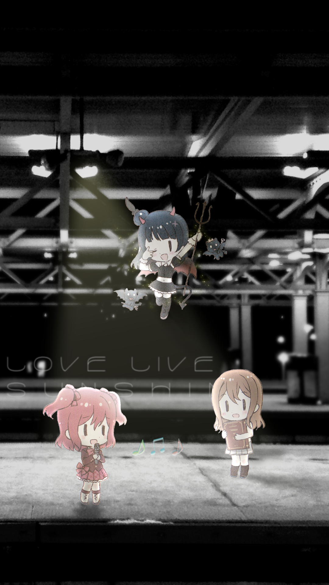 Download Chibi Hanamaru Kunikida Ruby Kurosawa Yoshiko Tsushima Anime Love Live! Sunshine!! Phone Wallpaper