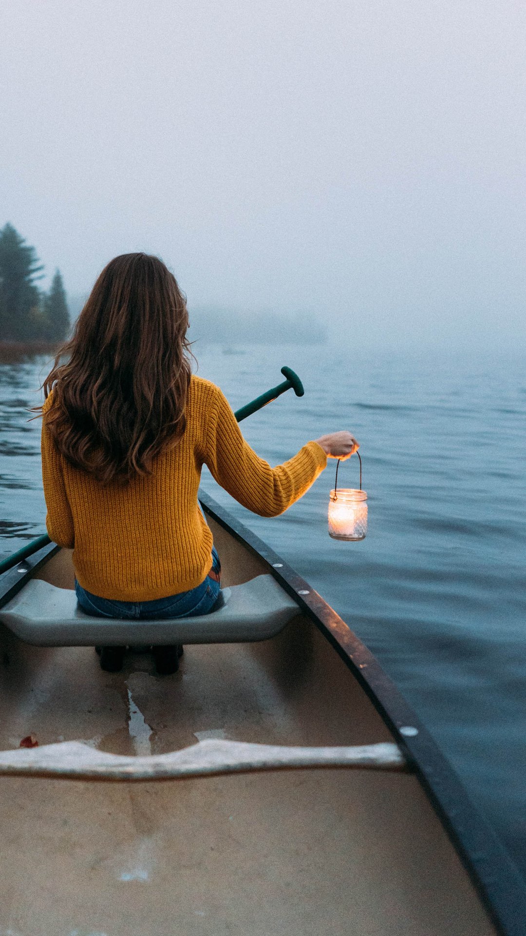 Download Lake Woman Rear Phone Wallpaper
