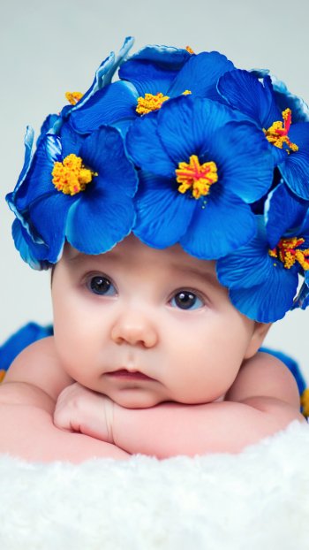 wreath blue flower flower cute photography baby Phone Wallpaper