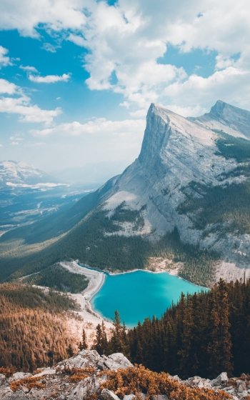 panorama forest mountain lake nature landscape Phone Wallpaper