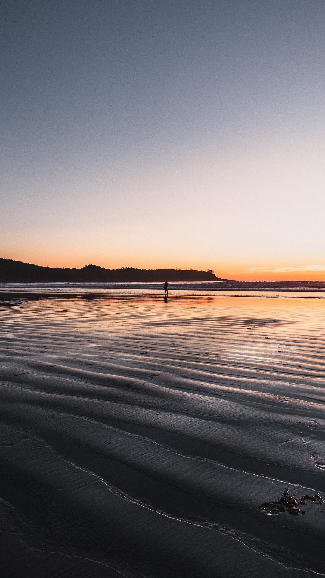 Download Shore Silhouette Sunset Horizon Photography Beach Phone Wallpaper