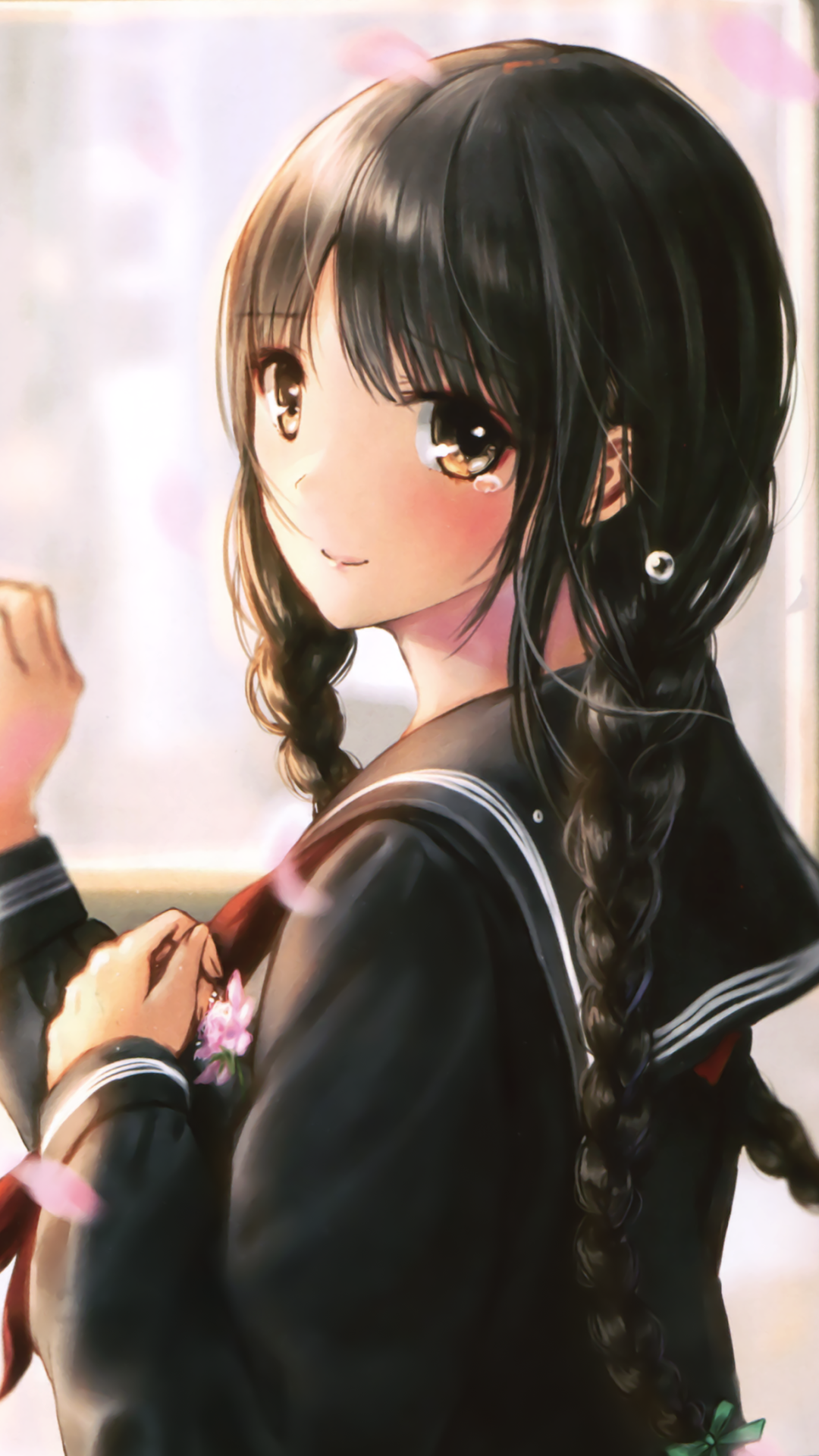 Black Hair Anime Girl With Braids
