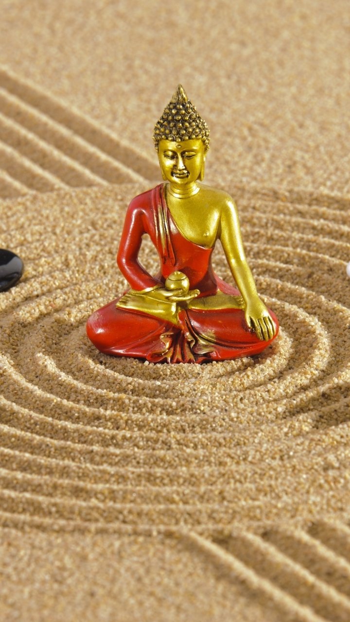 Download Zen Stone Sand Statue Religious Buddha Phone Wallpaper