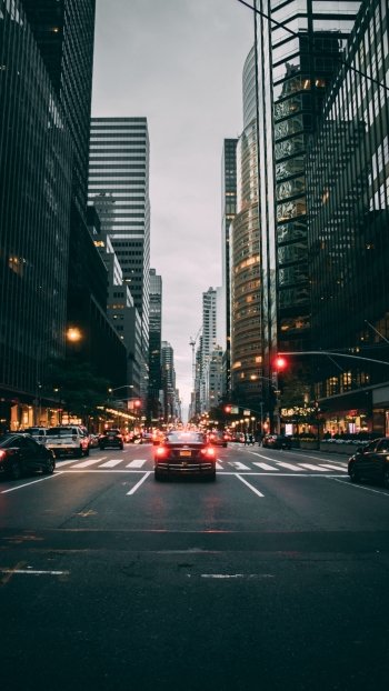USA building city car traffic road street man made New York Phone Wallpaper