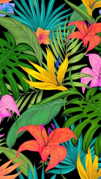 colors tropical artistic flower Phone Wallpaper