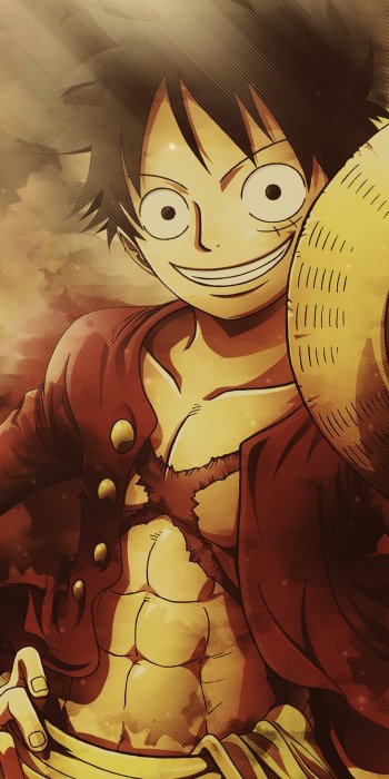 Phone wallpaper featuring Monkey D. Luffy from the anime One Piece with warm, dynamic tones, designed for both iPhones and Android phones.