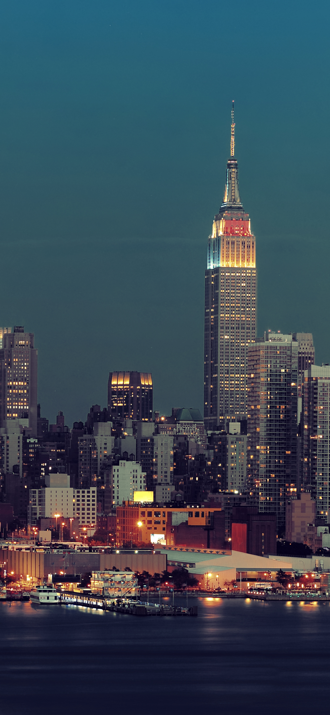 Download wallpaper 480x854 twin towers, new york, world trade center,  skyscrapers, river, bridge, night, city, manhattan nokia lumia 630, sony  ericsson xperia hd background