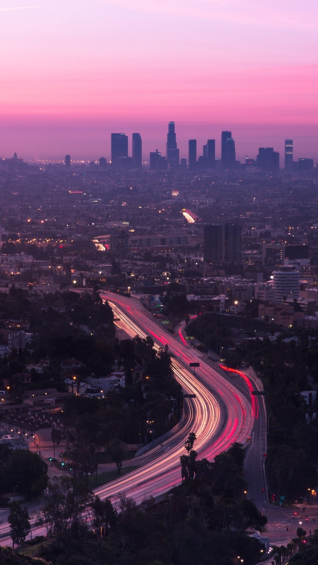 Download Time Lapse United States Sunset Road Aerial City Man Made Los Angeles Phone Wallpaper