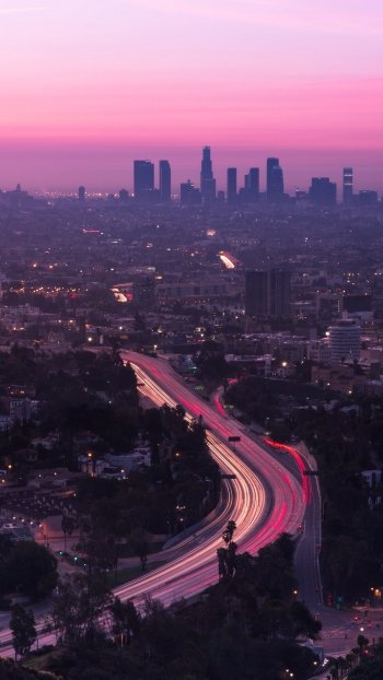 time lapse United States sunset road aerial city man made Los Angeles Phone Wallpaper