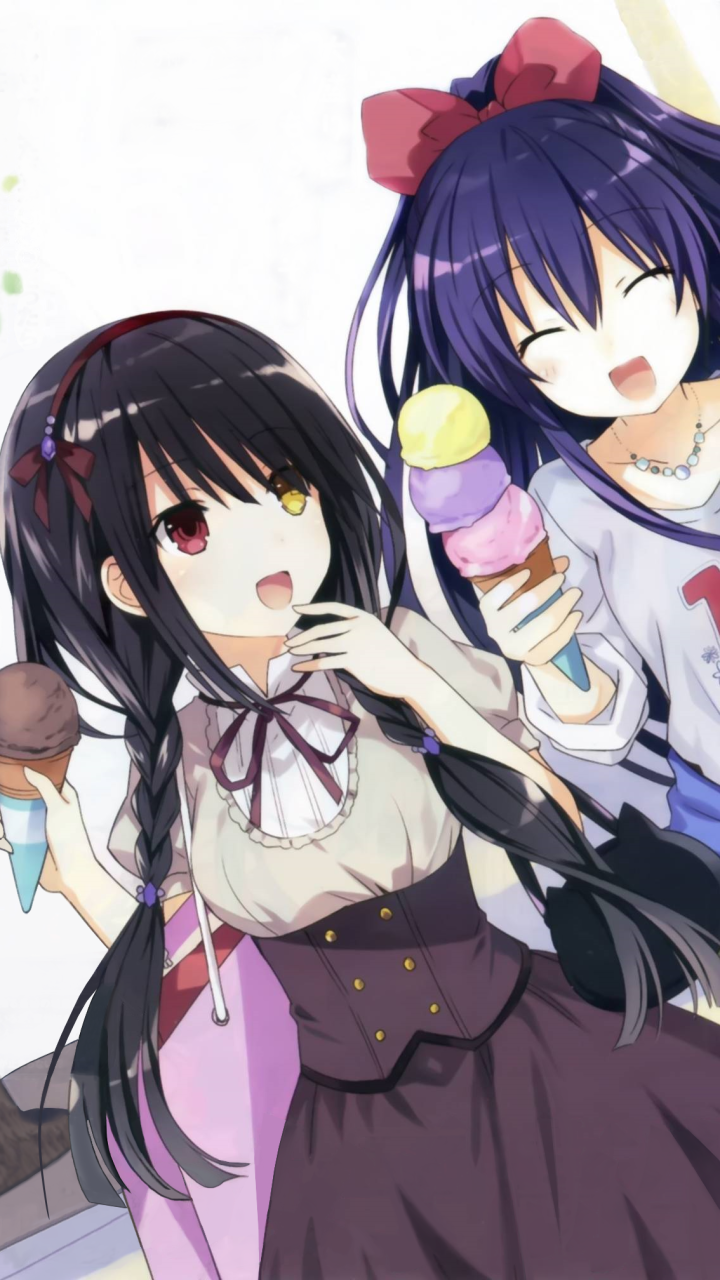 Download Tohka Yatogami Kurumi Tokisaki Anime Date A Live Phone Wallpaper