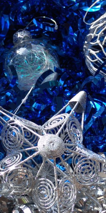 silver blue christmas ornaments holiday Christmas Phone Wallpaper