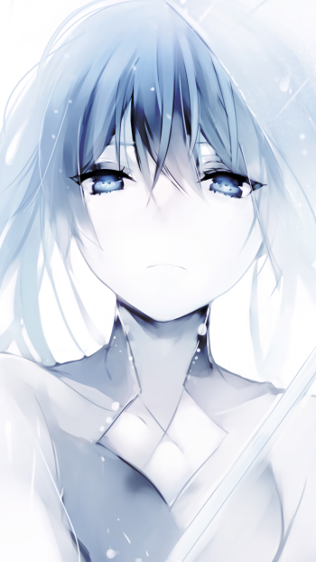 umbrella blue eyes blue hair long hair Anime Original Phone Wallpaper