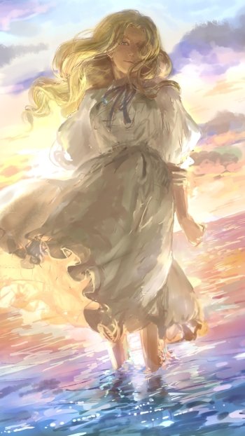 dress blonde child Anime When Marnie Was There Phone Wallpaper