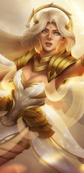 white hair wings fantasy angel warrior Phone Wallpaper