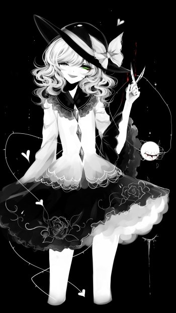 monochrome Koishi Komeiji Anime Touhou Phone Wallpaper