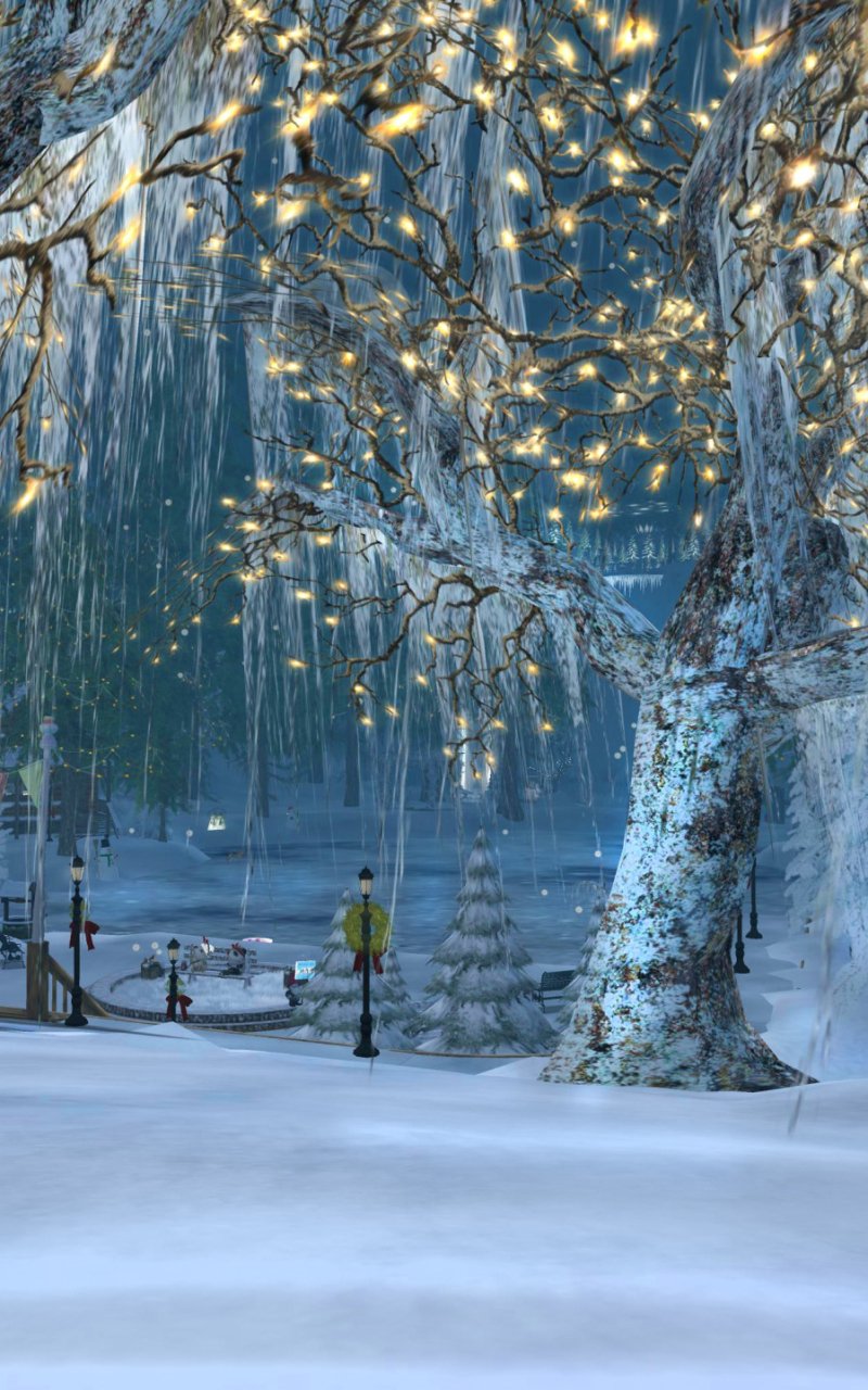 Download Snow Light Tree Park Artistic Winter Phone Wallpaper