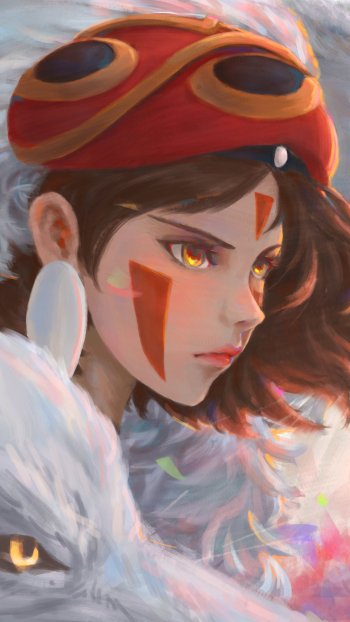 wolf brown hair orange eyes mask Anime Princess Mononoke Phone Wallpaper